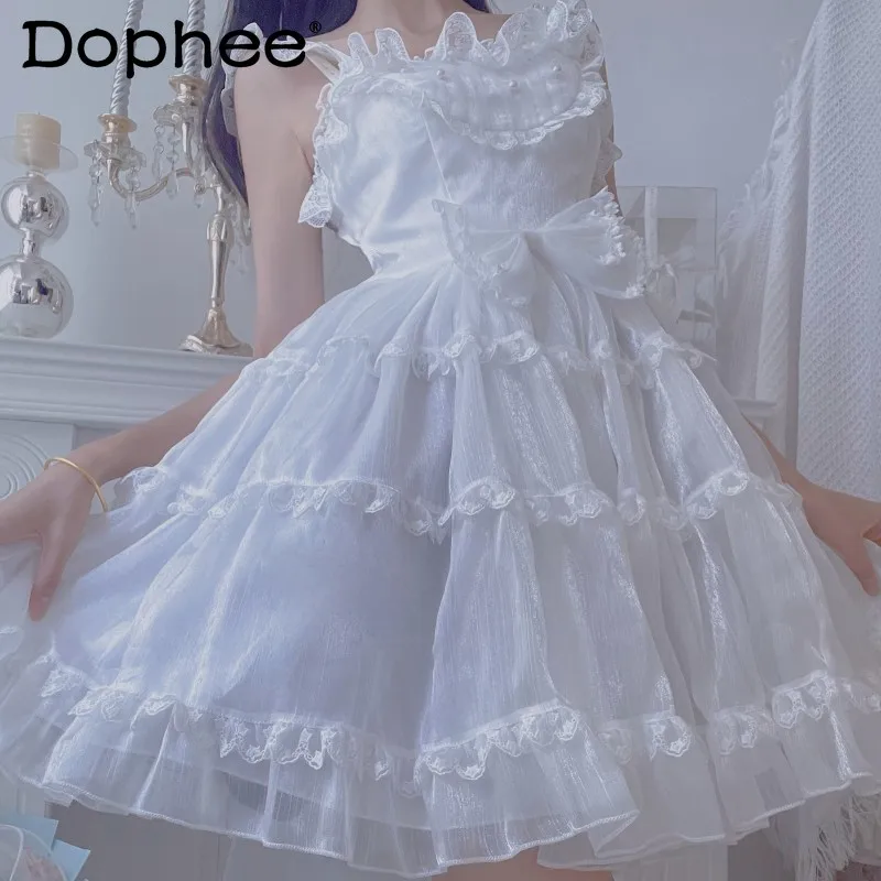 

Original New Japanese Lolita Style Sweet Dress JSK Suspender Women's Clothing Non Strech Summer Long Dress Vestidos Streetwear