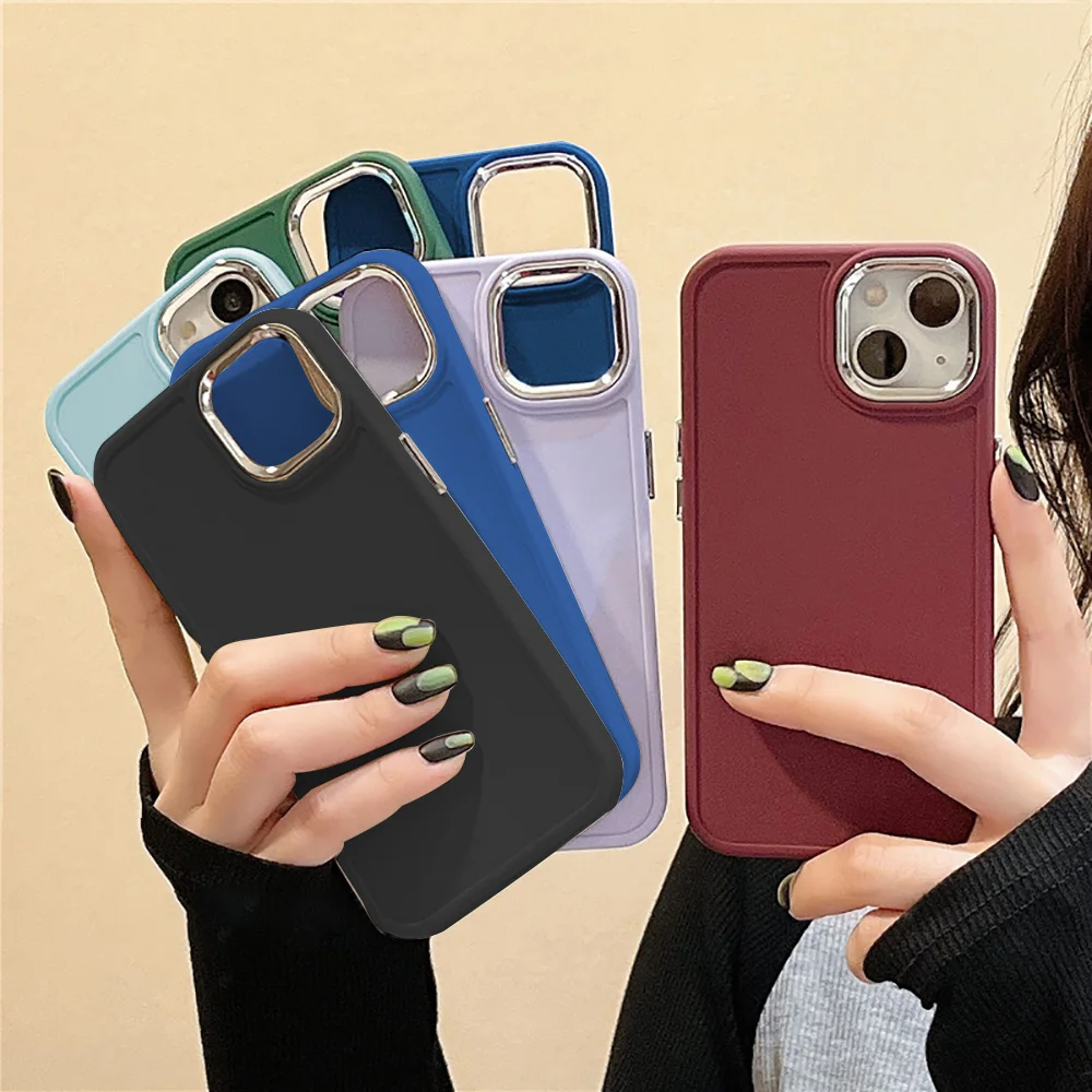 

Plating Lens Frame Case For Iphone 12 11 13 14 Pro Max XR X Xs Max 7 8 Plus SE 2022 Fundas Soft TPU Silicon Phone Covers Coques