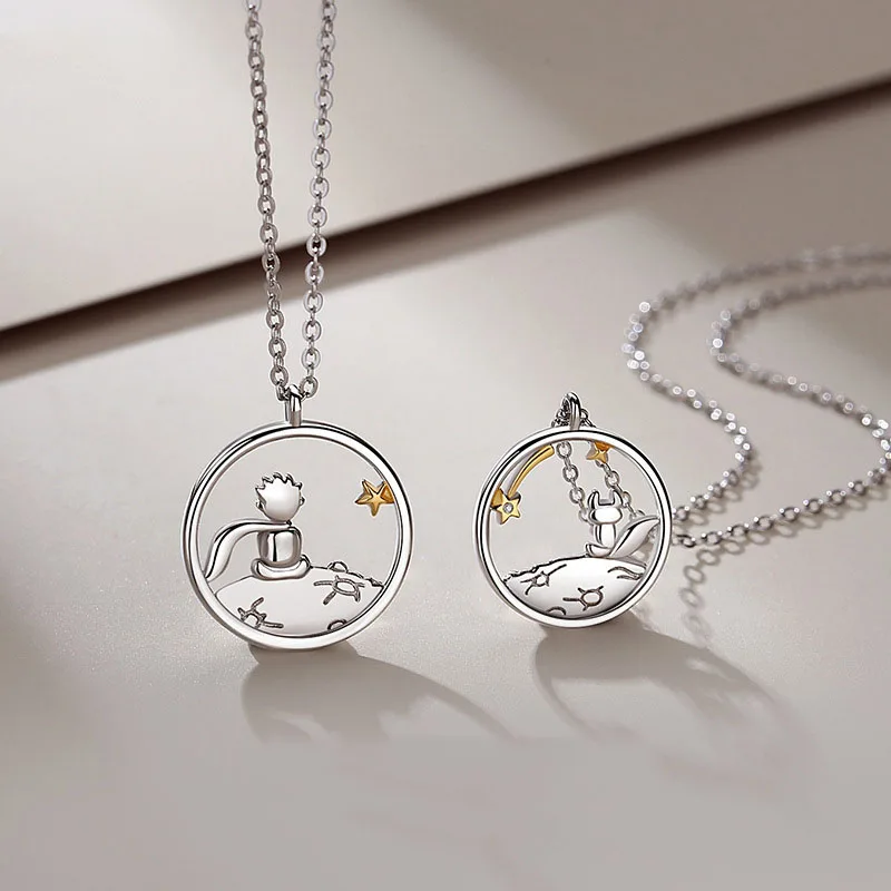 

Fashion Couple S925 Silver Plated Prince Little Fox Pendant Personalized Necklace Valentine's Day Anniversary Gift
