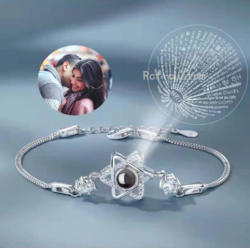 

Индивидуальный проекционный браслет с шестью звездами, персонализированные фотографии браслета, ювелирные изделия, мужской подарок