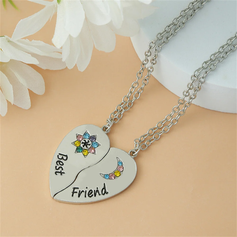 

Exquisite Best Friend Pendant Necklace For Women Adjustable Star Moon Crystal Choker Party Jewelry Accessories Gift