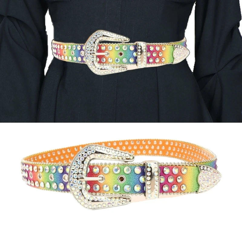 

95AB Harajuku Ковбойский пояс со стразами Креативный дорожный пояс для взрослых