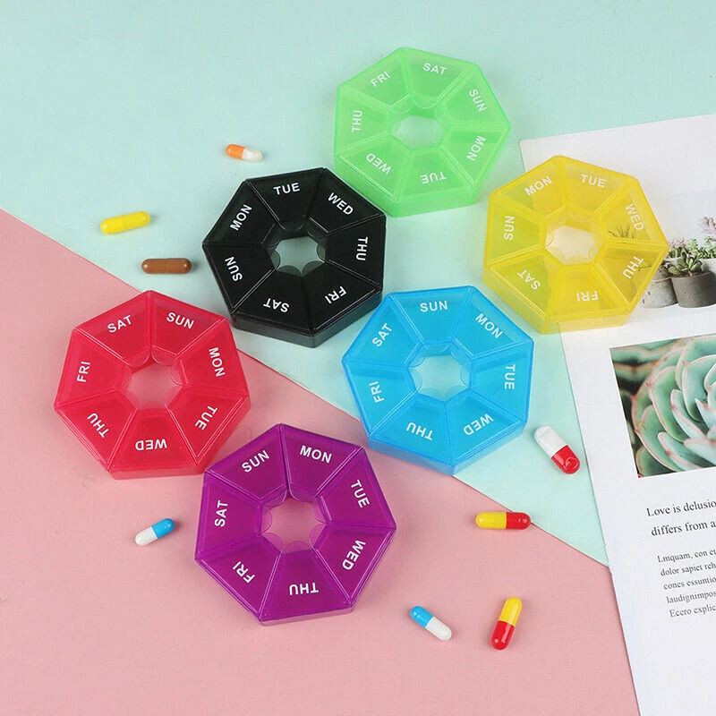 

7 Days Weekly Pill Box Capsule Medicine Dispenser Storage Case Medicine Organizer Container Tablet Holder Portable Storage Boxes