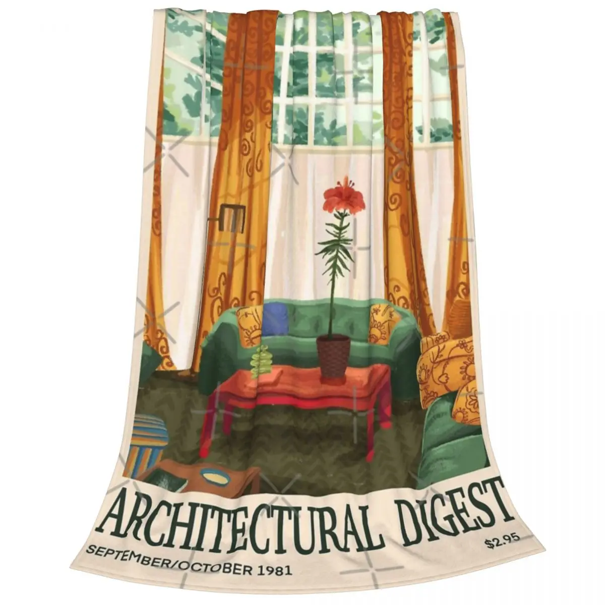 Вдохновленный архитектурным дайджетом винтажный Чехол 1981 одеяло покрывало на