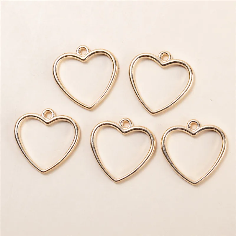 

New 10pcs/lot Gold Silver Color Hollow Love Heart Charms Pendants DIY Necklace Earrings for Jewelry Making Accessories
