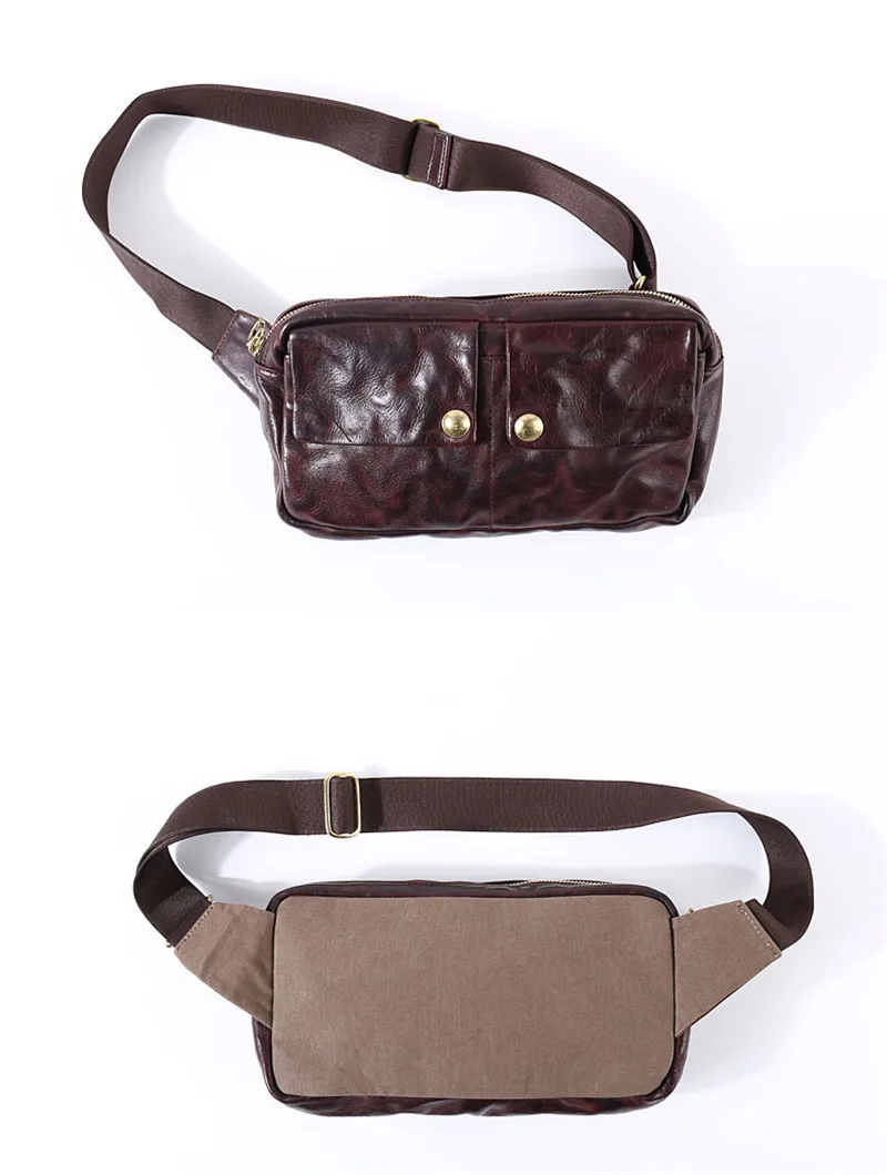 Fashion daily light genuine leather men's small chest bag casual vintage luxury natural real cowhide teens phone messenger bag