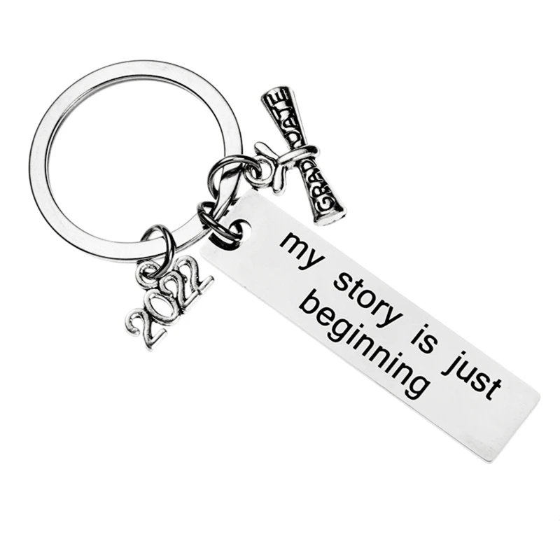 

is Just Beginning Graduation Season Keychain Inspirational Gift Jewelry