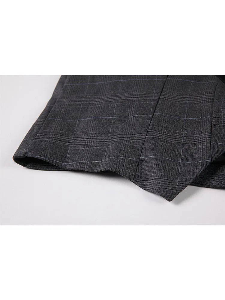 Женская блузка в готическом стиле шотландскую клетку с завязкой-цепочкой