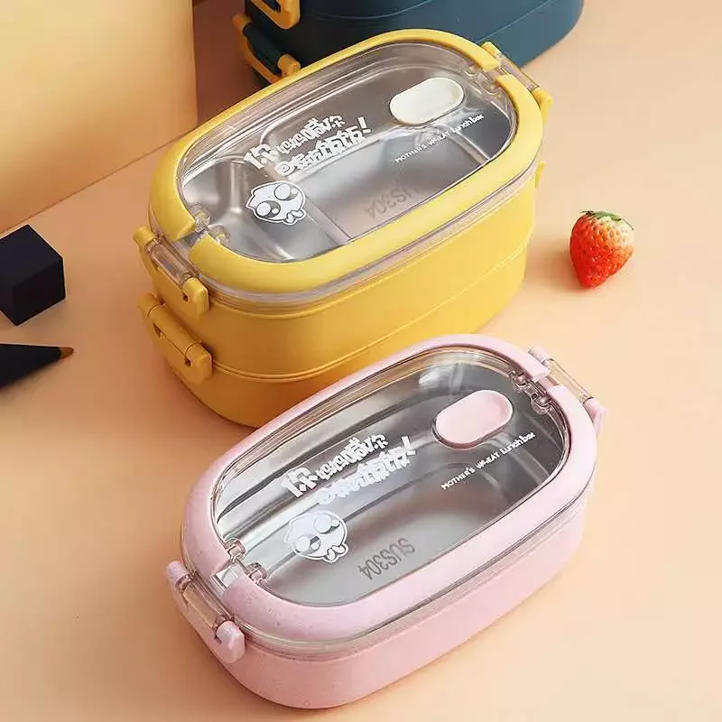 

2022 Style Portable Outdoor 304 Stainless Steel thermal lunch box for kids With Compartment food boxs