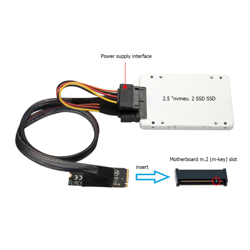0 5 м M.2 M-Key к U.2 SFF-8639 Интерфейсный кабель-адаптер для 2 5-дюймового твердотельного