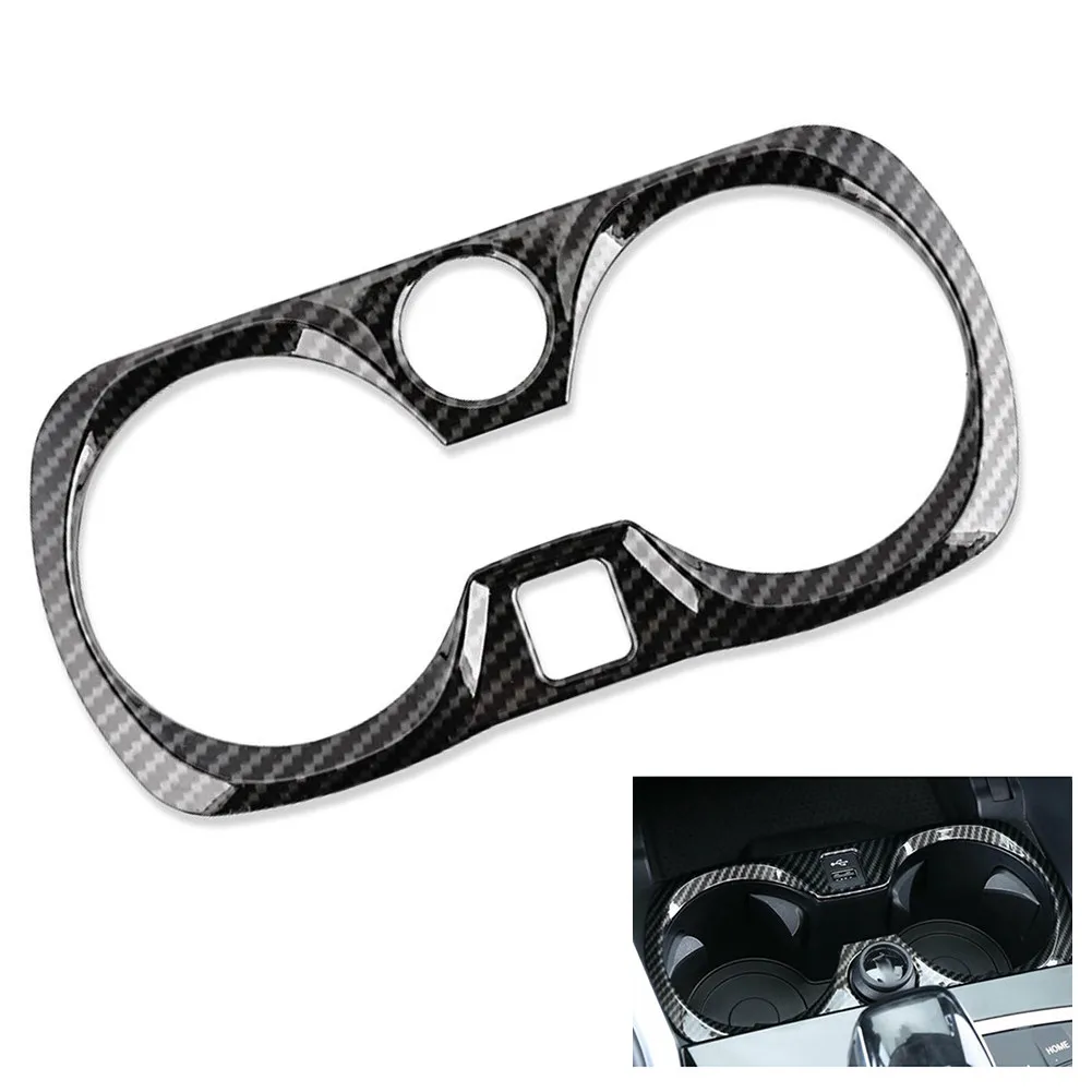 

1pc Carbon Fiber Black Central Console Water Cup Frame Cover Trim For BMW 3 Series G20 2019-2021 Graphics Decals Auto Parta