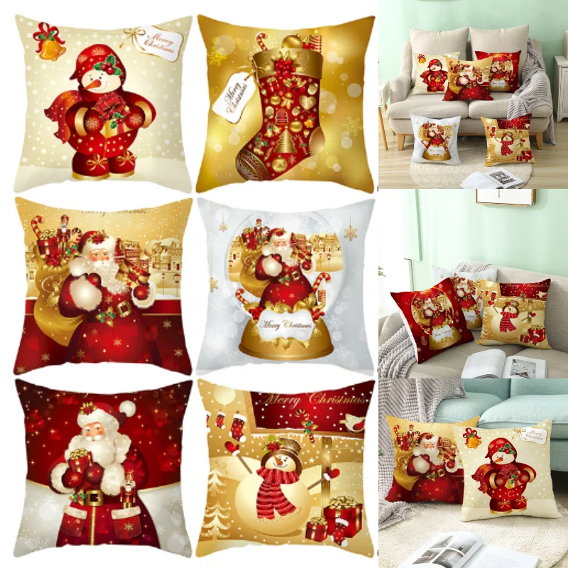 

Christmas Pillowcase Nordic Snowman Santa Peach Skin Pillow Sofa Bed Pillowcase Christmas Decor Xmas Gifts Happy New Year 2023