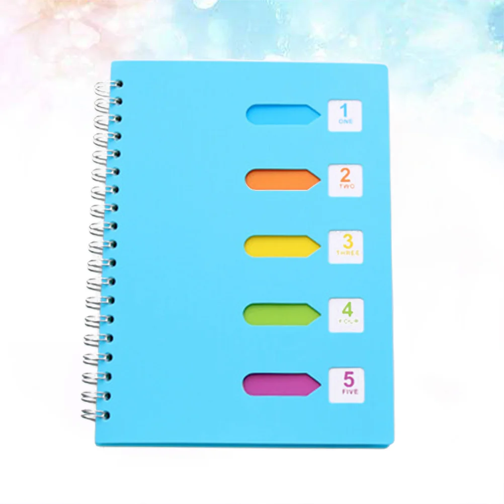 

Wirebound Spiral Notebook with Colorful Label, A5 College Ruled Paper, Category Journal Memo Notepads for School Office Blue