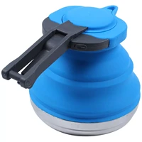 portable folding silicone water kettle 1 2l water pot outdoor camping travelling hiking kitchen tools tea coffee kettle