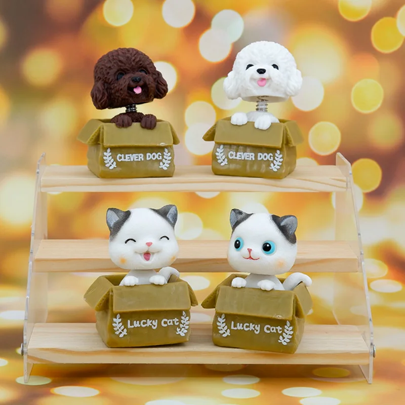 

Cartoon Creative Pet Toy Figures PVC Model Vehicle Mounted Furnishing Articles Dog Cat Shake One's Head Desktop Jewelry Kawaii
