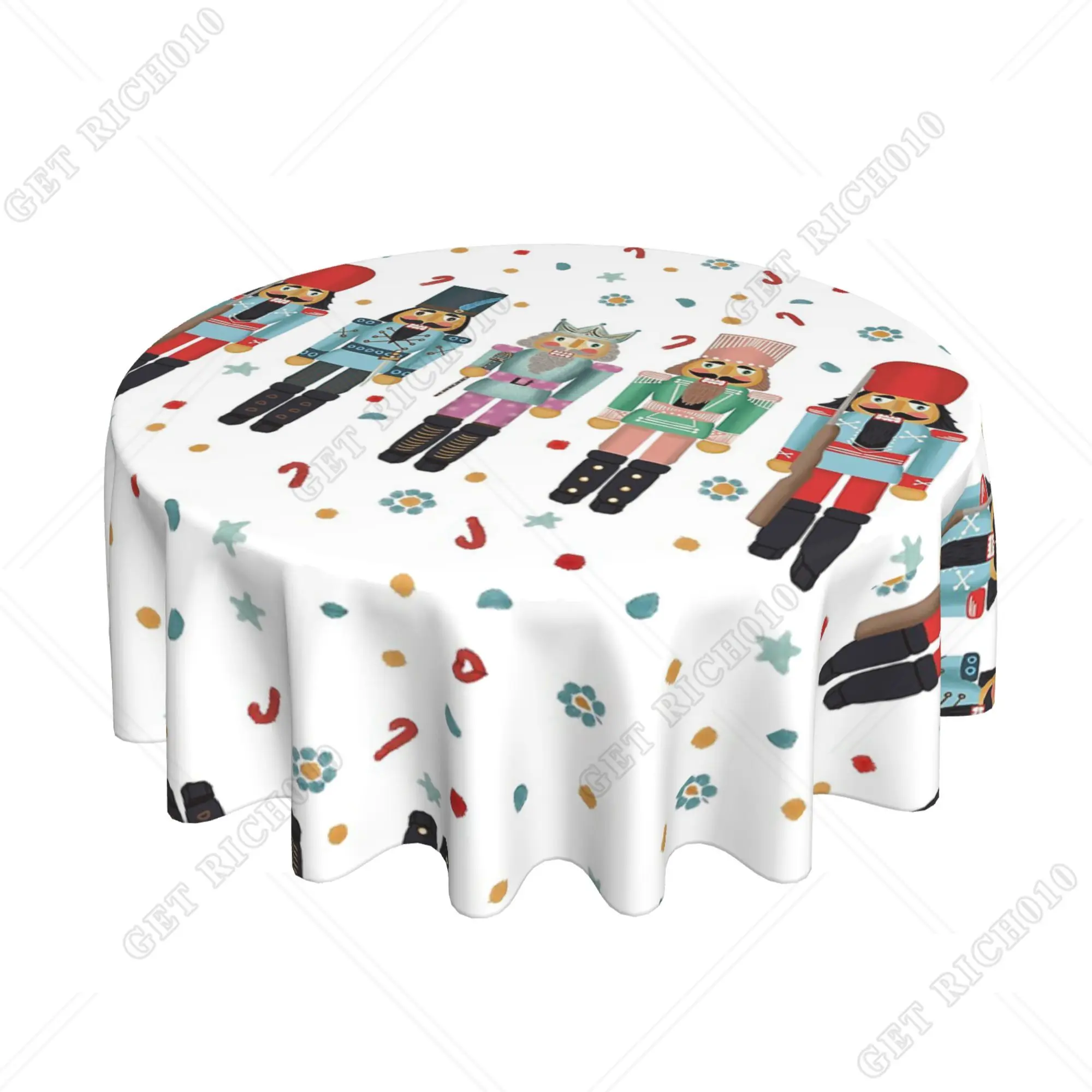 Рождественская круглая скатерть для орехов водонепроницаемая Милая Праздничная