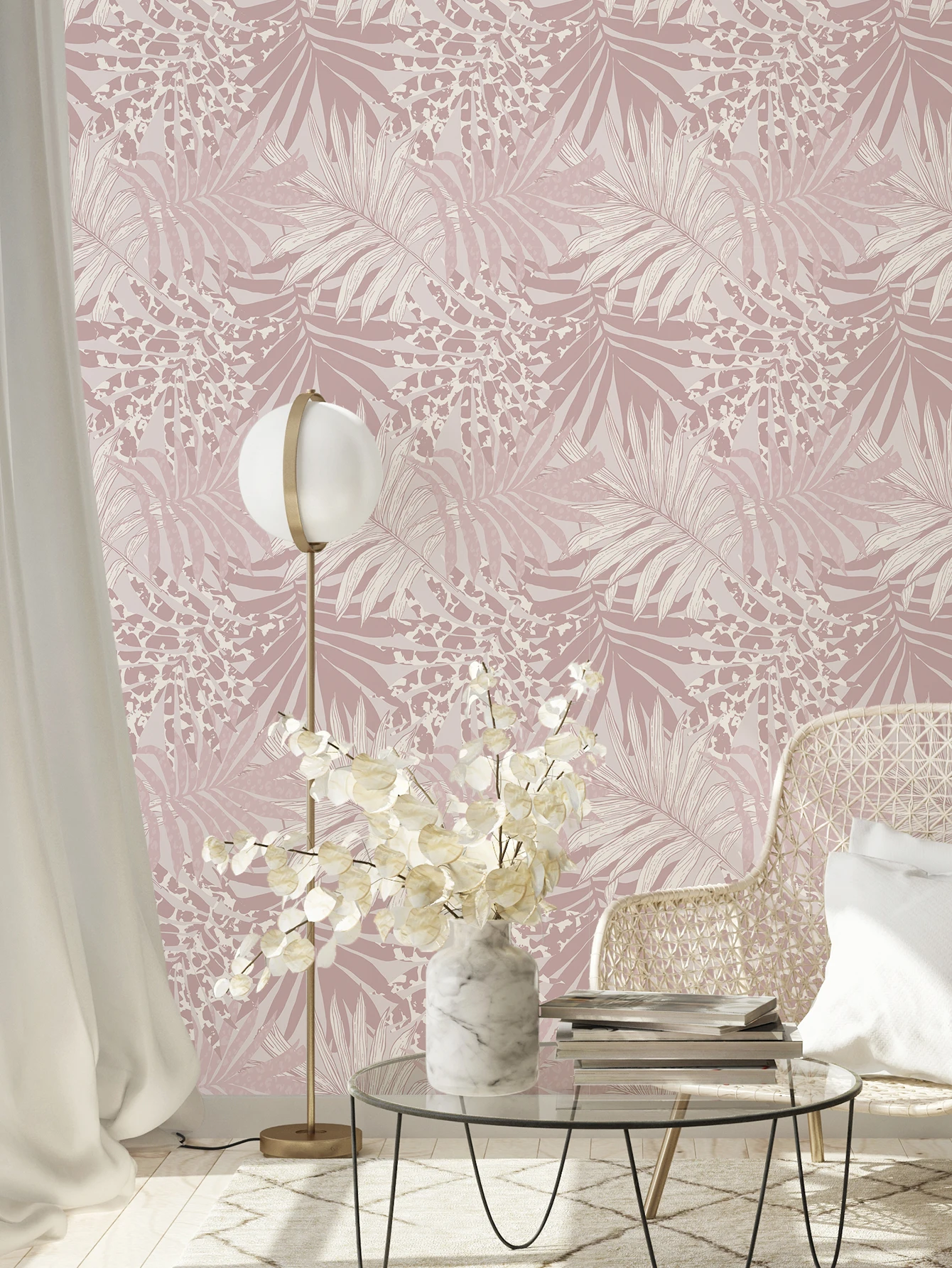 Самоклеящиеся влагостойкие обои с тропическим рисунком