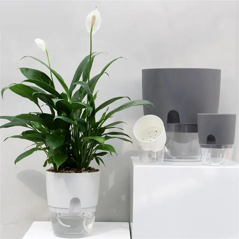 

Горшок для комнатных растений, маленький прозрачный двухслойный цветочный горшок из хлопкового шнура, с самополивом, с отверстием под давлением