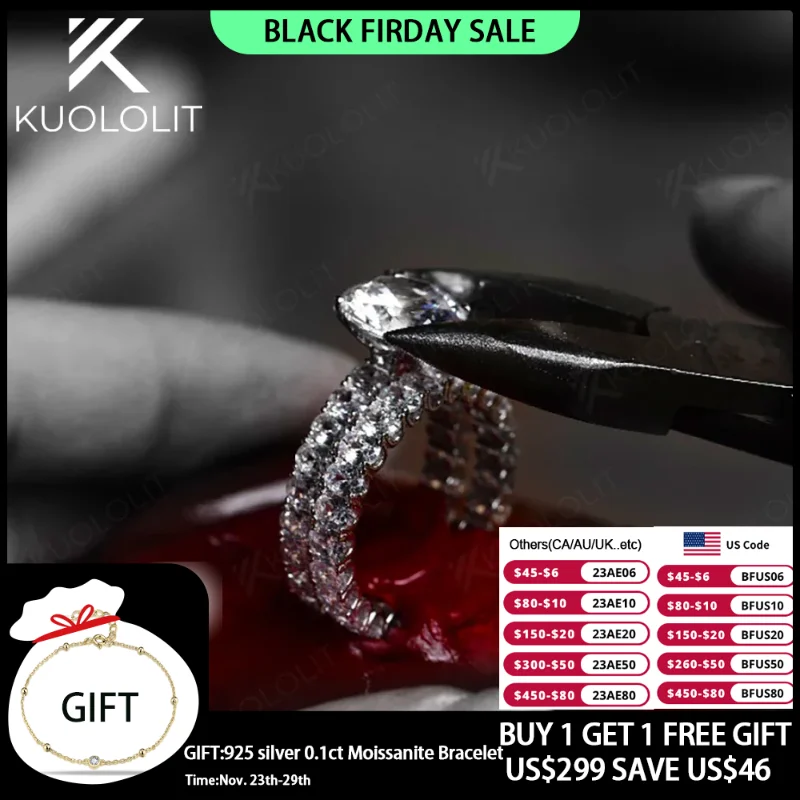 

Kuololit Customize Moissanite Ring for Women Solid Gold 925silver Fine Jewelry Engagement Rings for Women