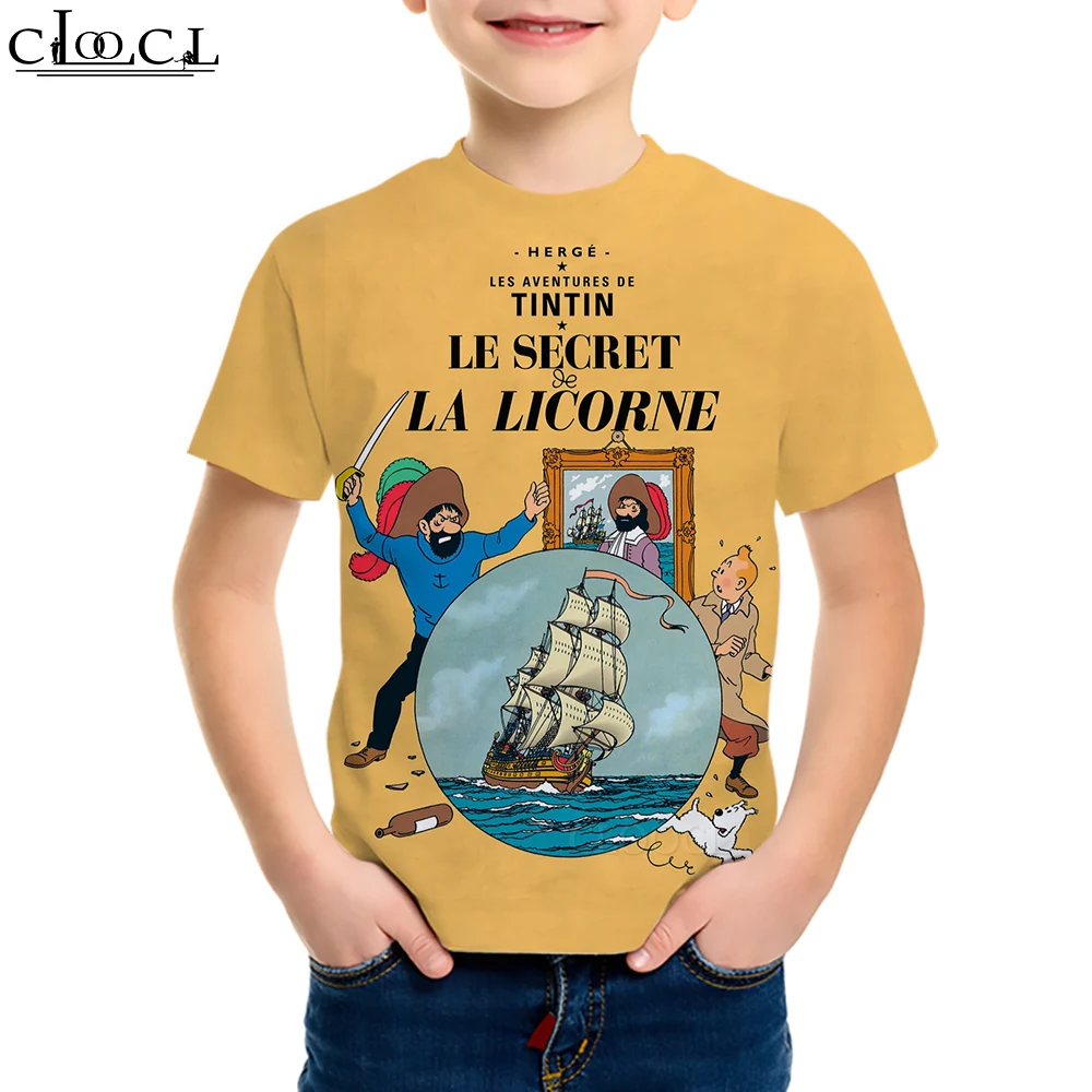 

CLOOCL Kids T-shirt The Adventure of TinTin Cartoon 3D Printed Tees Boy Girl Short Sleeve Pullover Children Casual Street Tops