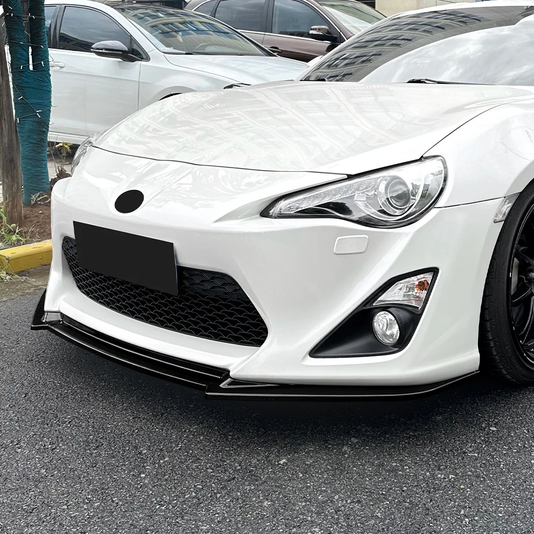 Фото Спортивный однослойный передний сплиттер (накладка на бампер) для Toyota GT86 ZN6 2012-2016, глянцевый черный с карбоновым принтом, аксессуар №2