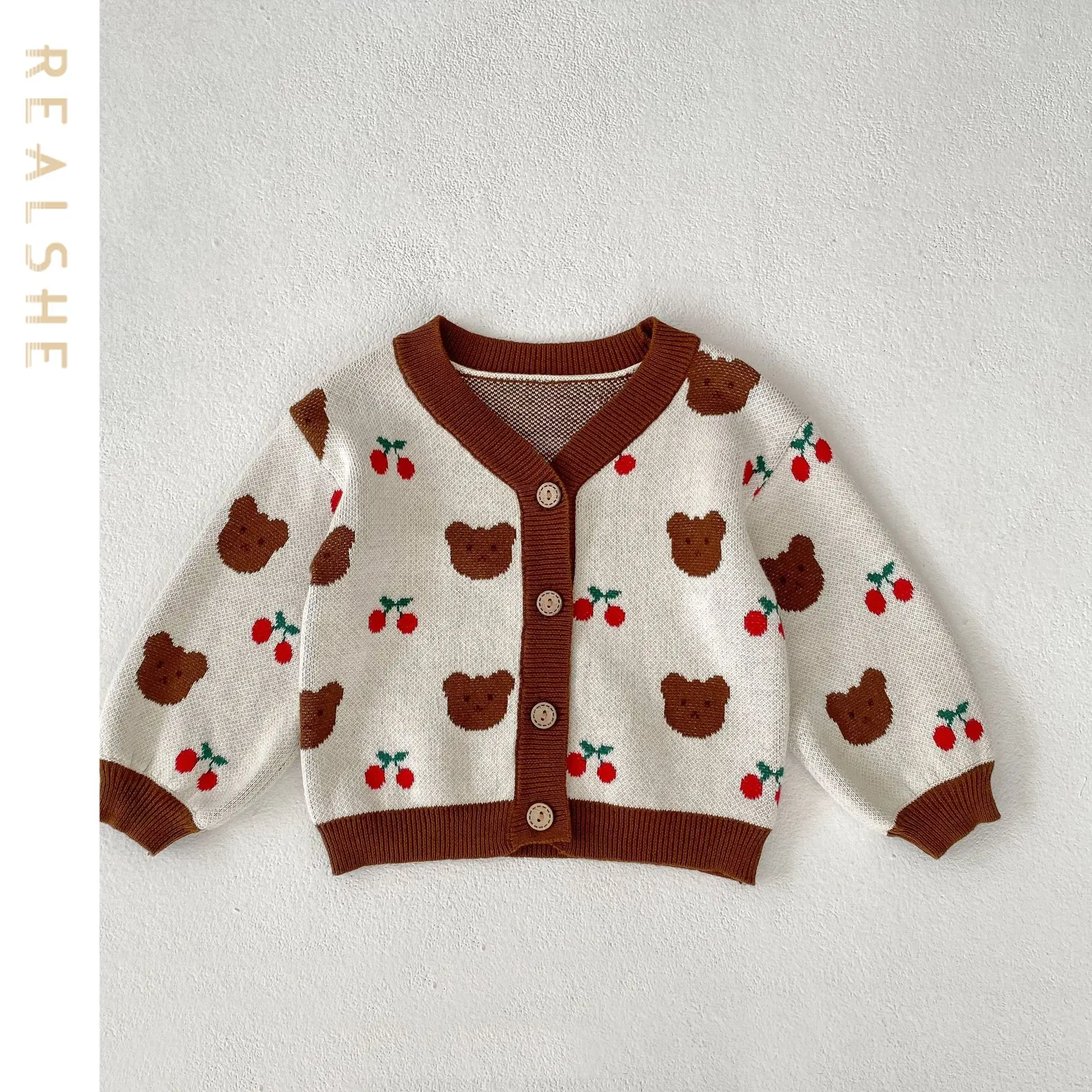 

Realshe 2023 Autumn Baby Toddler Clothes Sweet Girls Knitted Sweater Cardigan Long Sleeve Coat Kids Children Fashion Outerwear