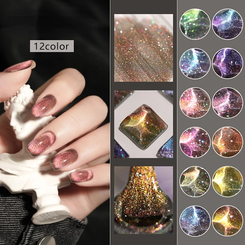 

15ml Colorful Starry Sky Cat Magnetic Nail Gel Polish Sparking Silver Effect Soak Off Gel Semi Permanent Varnish For Nail Art