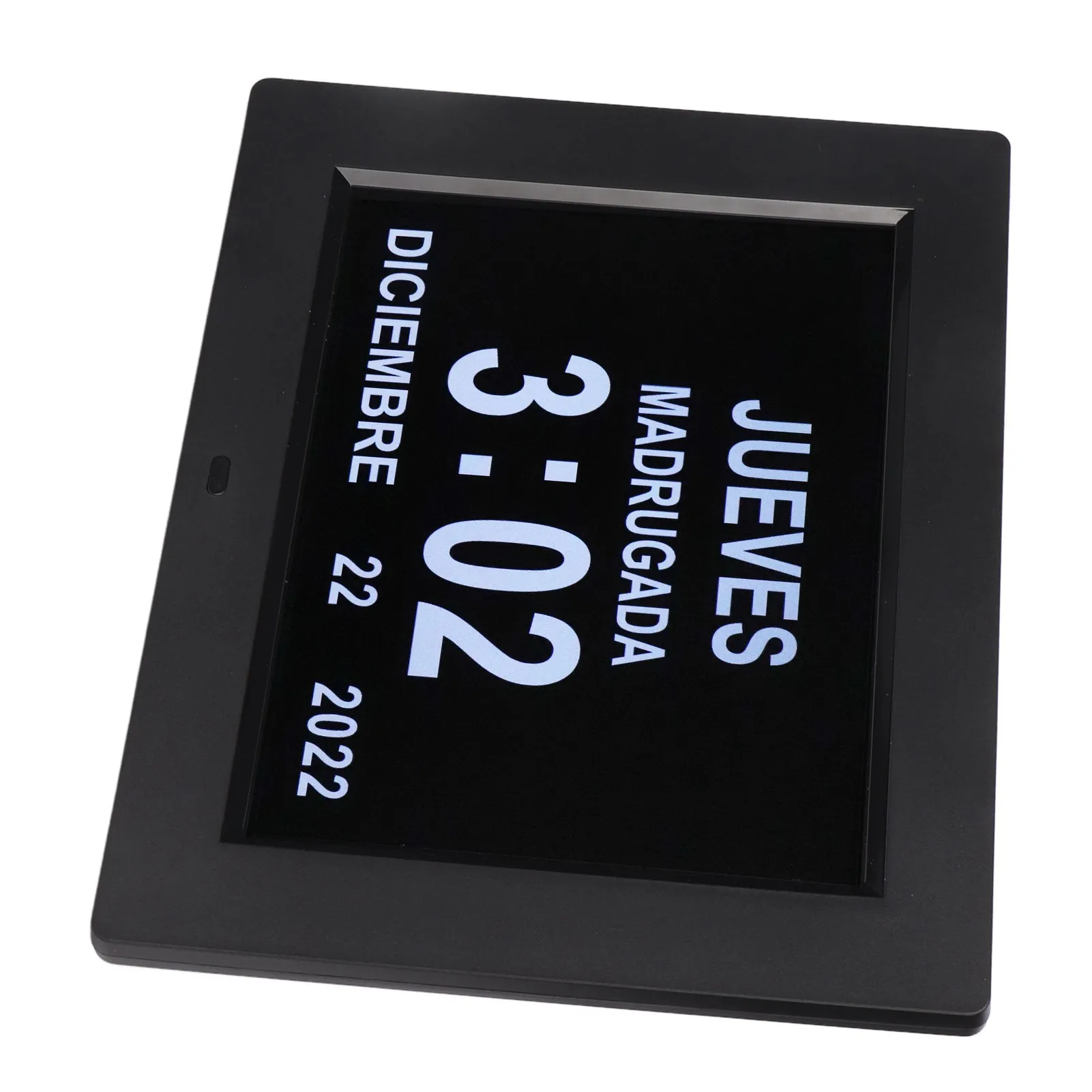 8 Inch Digital Day Calendar Clock Auto Dimming Take Medicine Reminder Electronic Alarm 110‑240V Black UK Plug