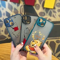 hot art winnie the pooh for apple iphone 13 12 11 mini xs xr x pro max 8 7 6 plus frosted translucent matte cover phone case