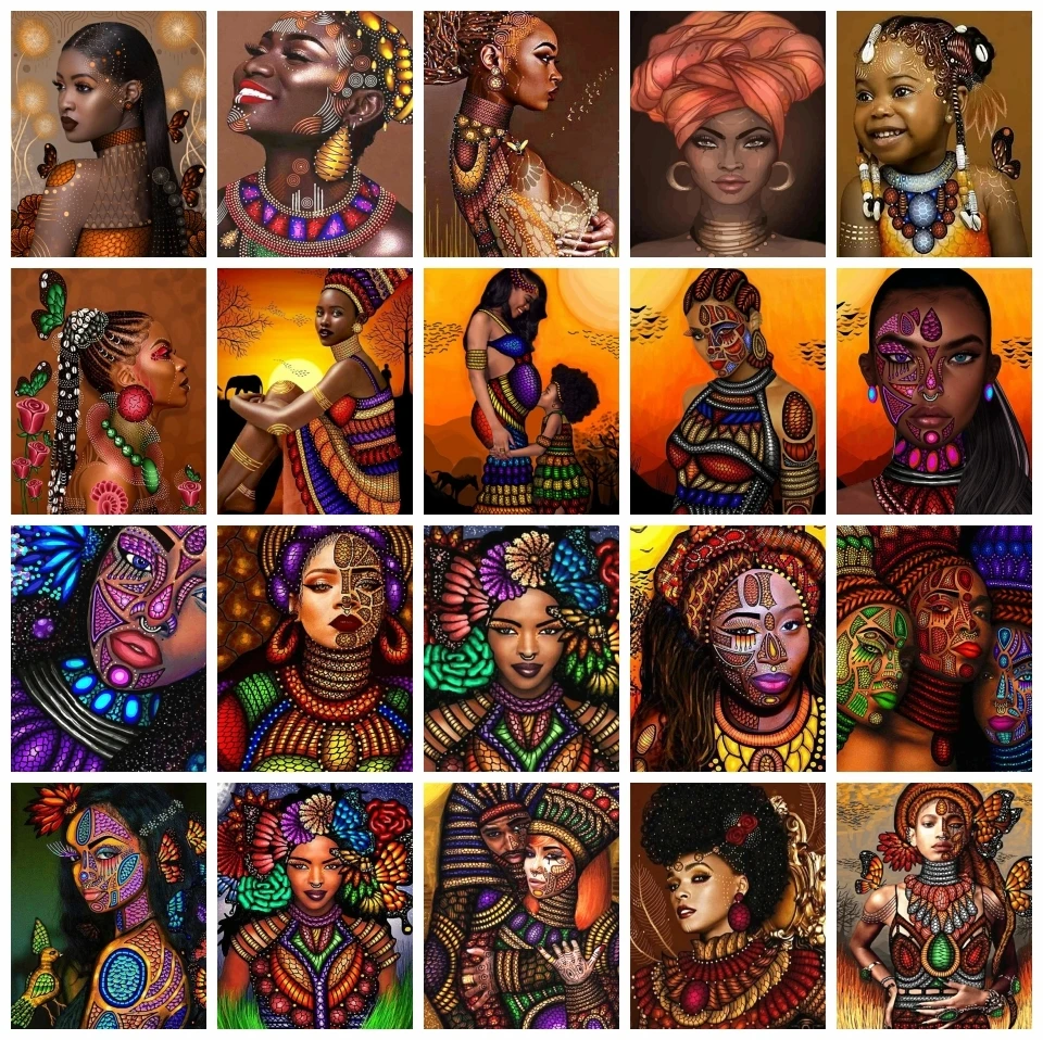 

AZQSD Coloring By Numbers Woman India Africa Girl Portrait Picture Figure Acrylic Drawing On Canvas Decor For Home Gift