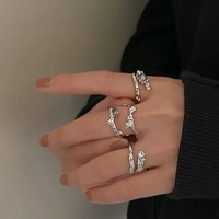 modoma 2022 new fashion adjustable rings for women geometric irregularity design zircon 925 silver finger ring elegant jewelry