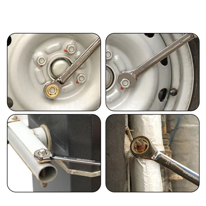 4 шт. Трещоточный ключ 8-32 мм универсальный гаечный метрический 72 передачи ударная