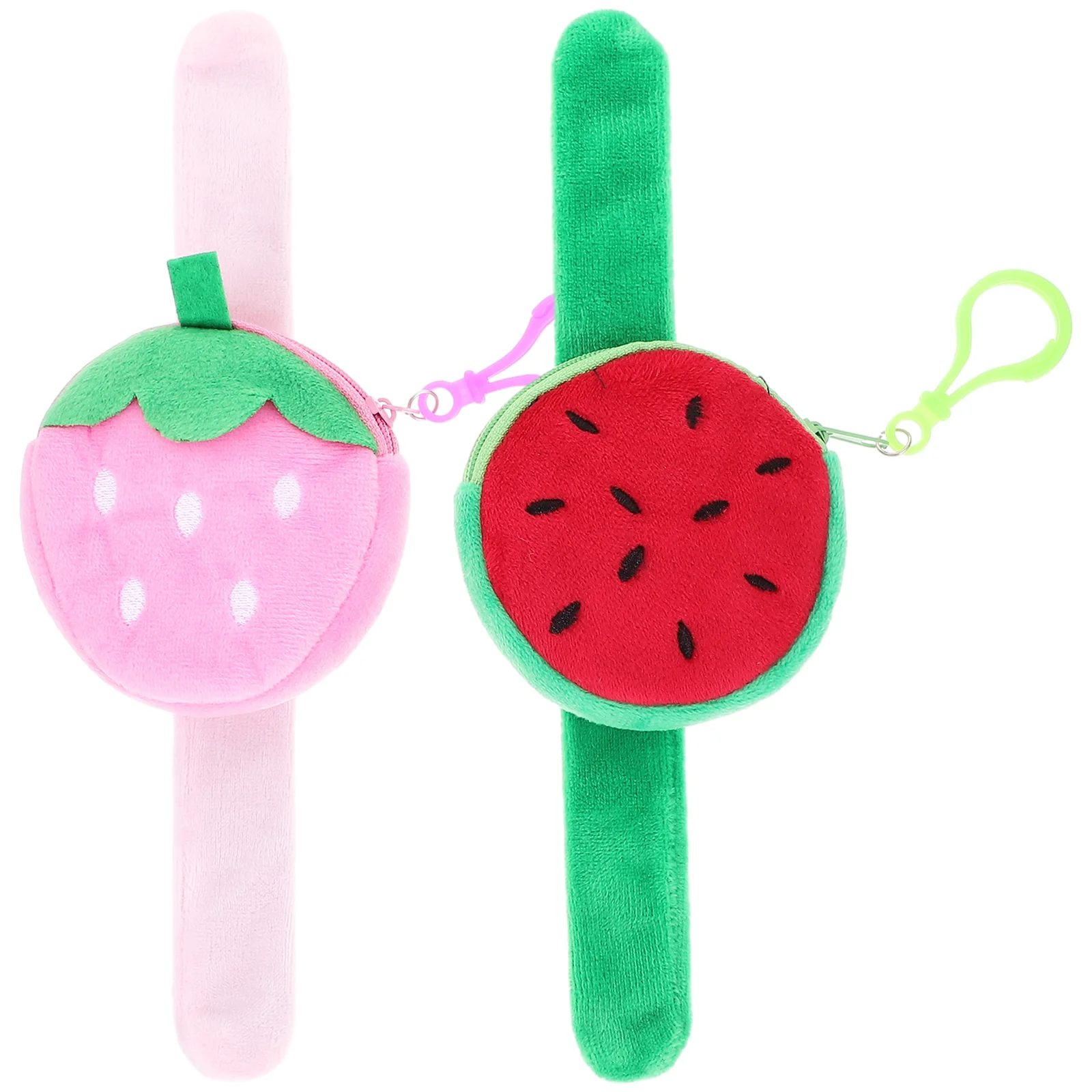 

2 Pcs Strawberry Slap Wristband Bracelets Fruit Fruits Cute Watermelon Plush Party Favors