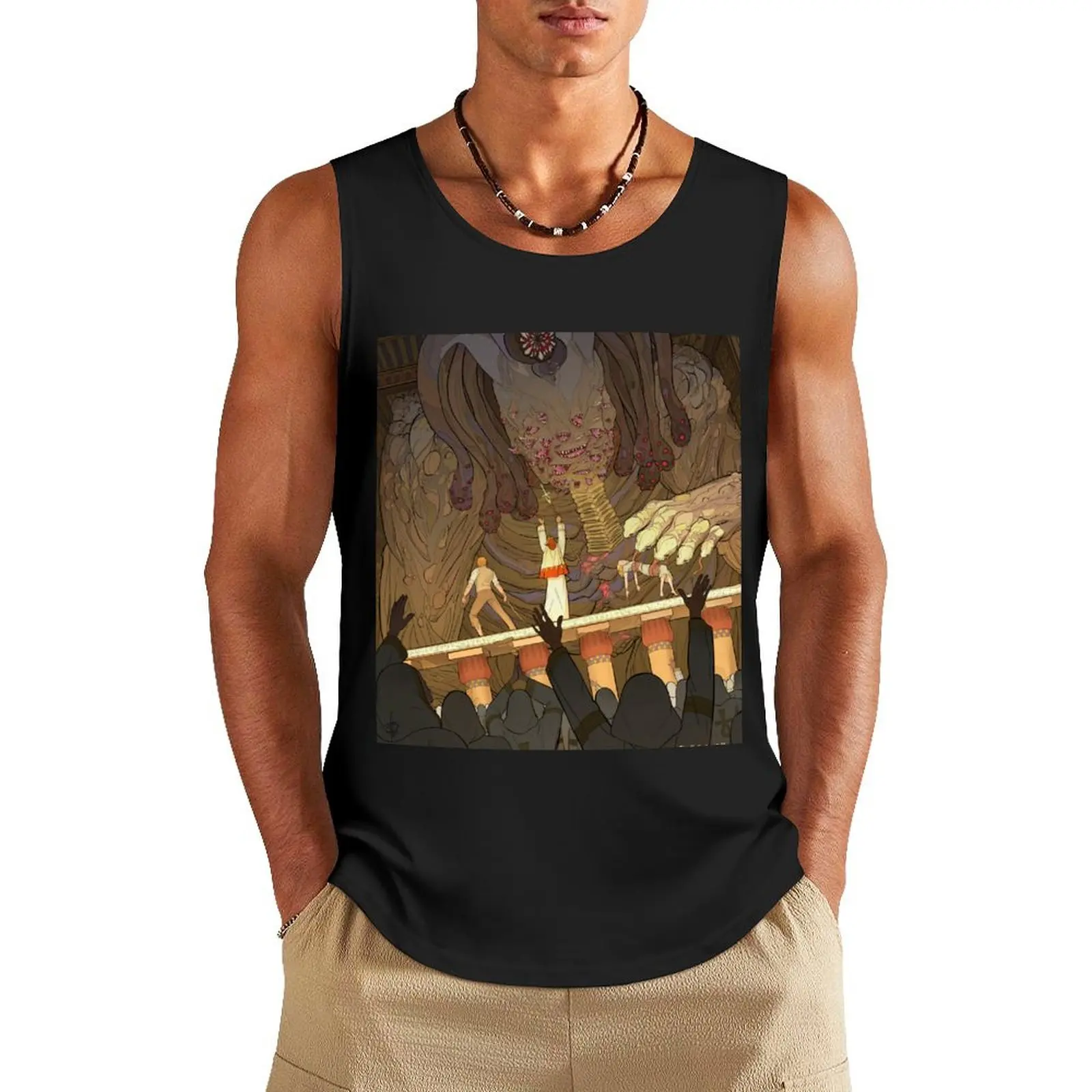 Маски Nyarlathotep - Черный фараон Art by Andrey Fetisov Майка Мужская одежда в роскошном стиле