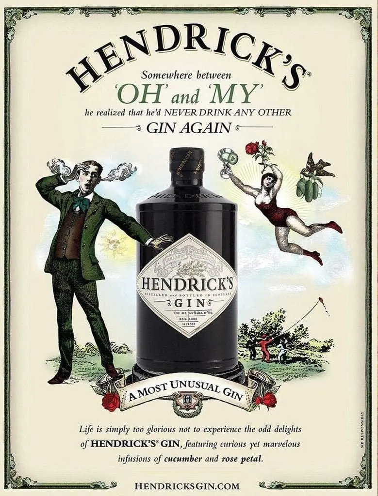 

Hendricks Gin Tonic Drink Retro Metal Tin Sign Plaque Poster Wall Decor Art Shabby Chic Gift