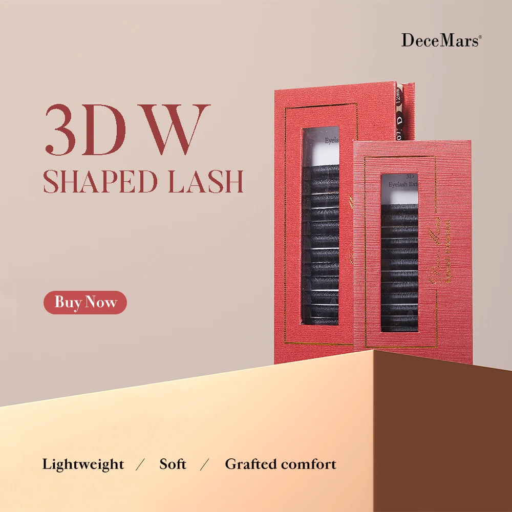 3D W-образные ресницы DeceMars для наращивания 3 наконечника C/D DD Curl