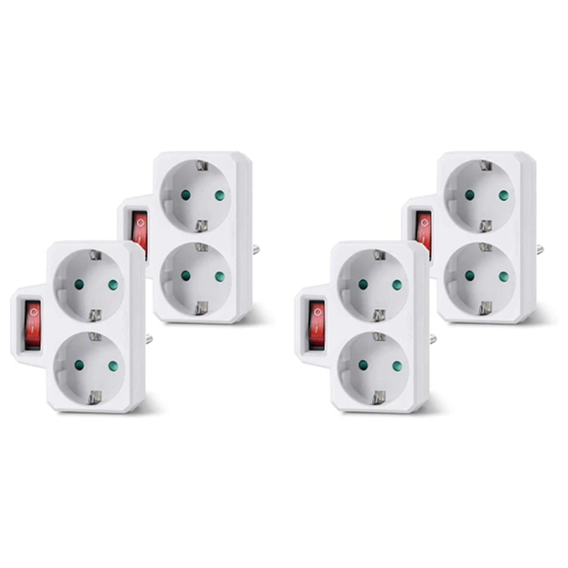 

Socket Adapter, Double Plug For Socket, Double Socket With Switch 3800W For Office, Home Or Travel, EU Plug (4 Pack)