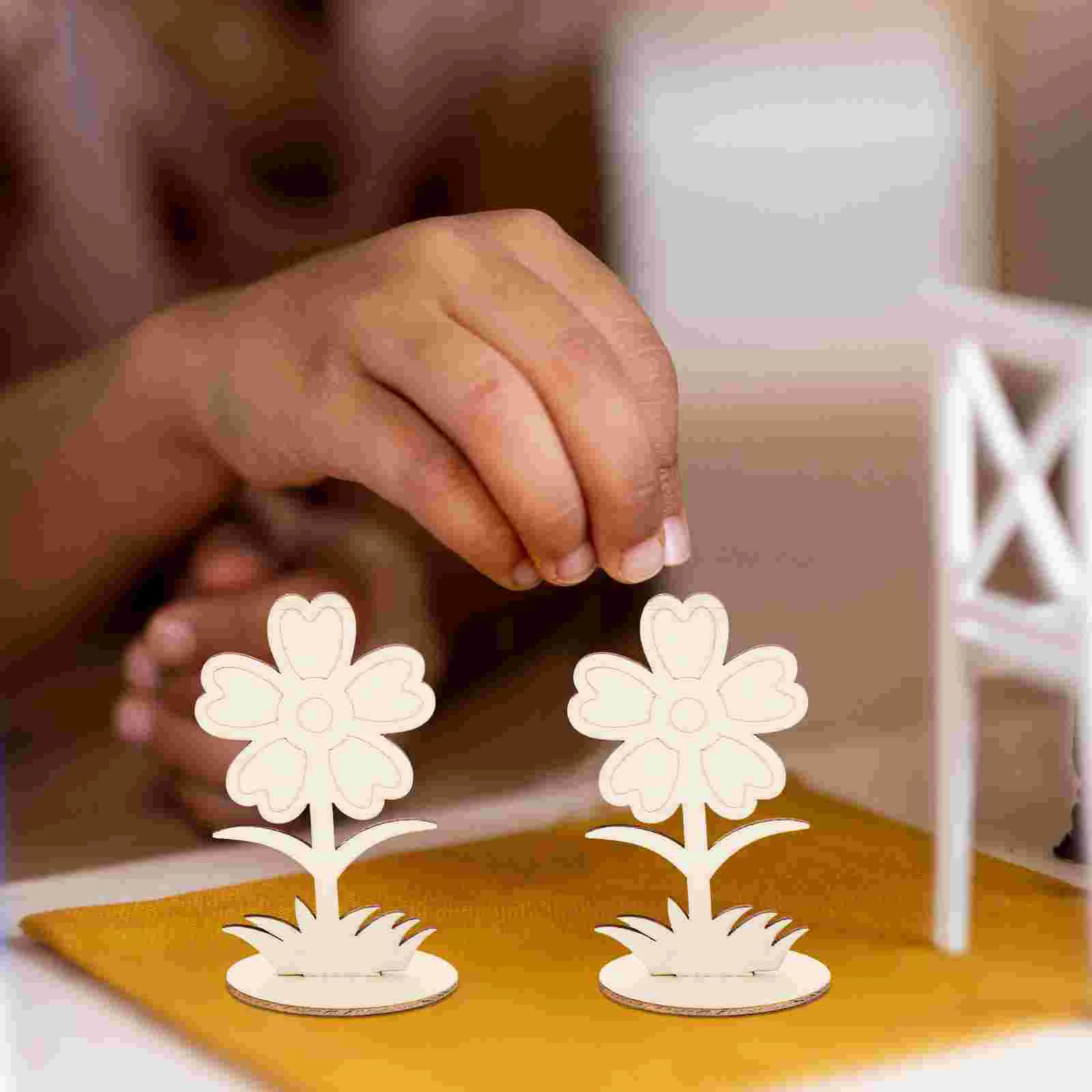 

12 Pcs Flower Cutouts Wooden Ornaments Crafts Unfinished Flowers Supplies Painted