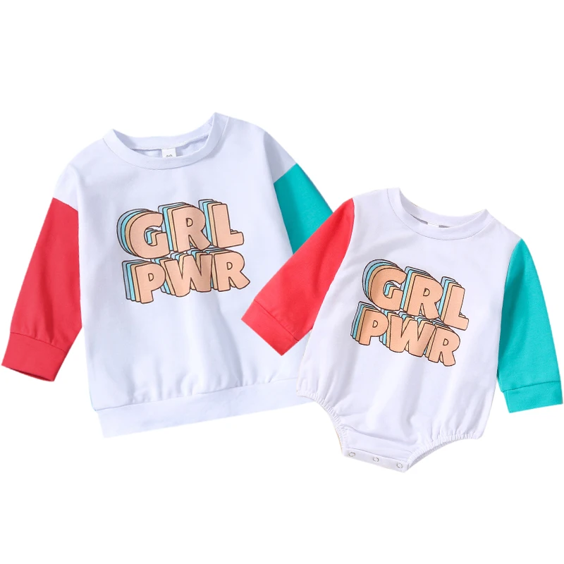 

Baby Boy Girl Clothes Siblings Matching Outfits Autumn Spring Long Sleeve Romper Cotton Jumpsuits and Kids Sweatshirt Hoodie