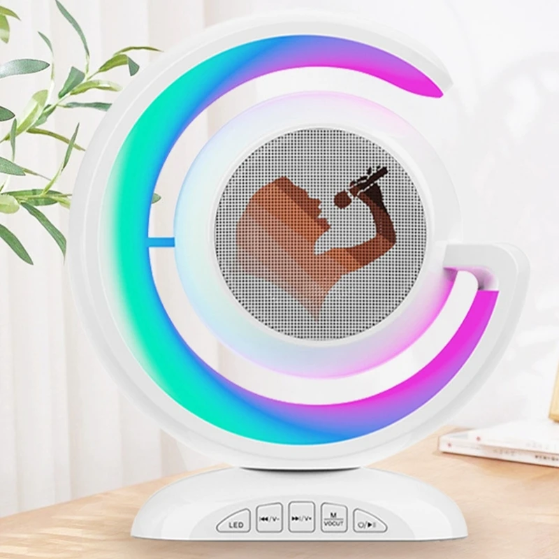 Портативная Bluetooth-совместимая колонка с микрофонами и внешней подсветкой