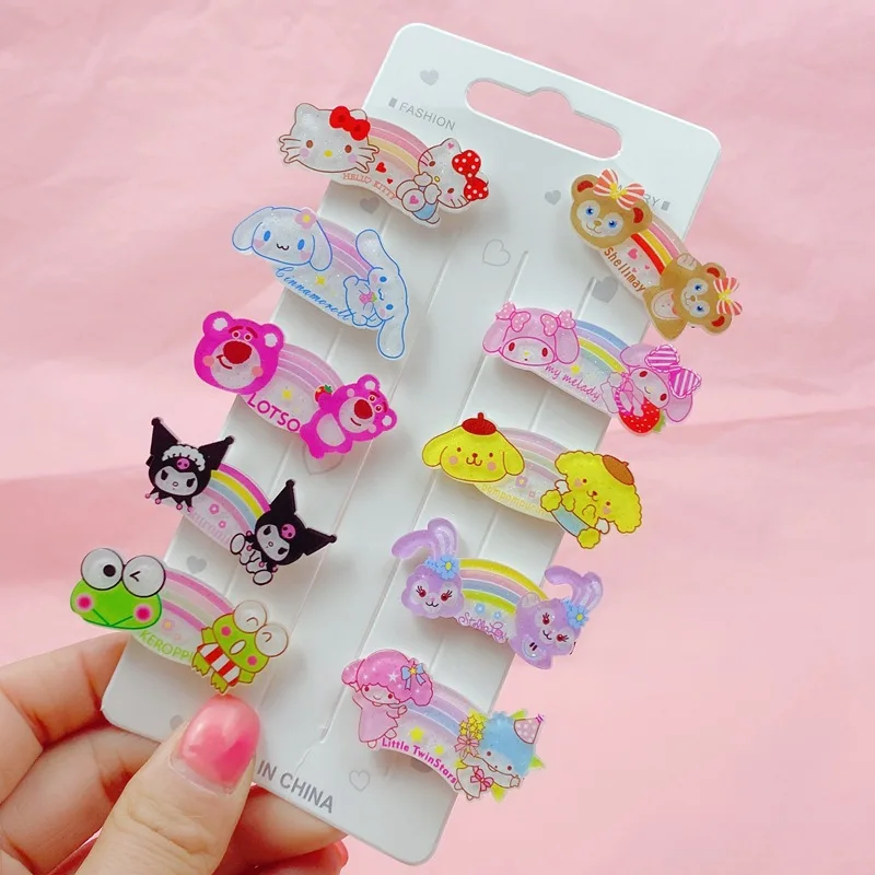 

Cute Kawaii Girls Hairpin Set Cartoon Sanrioed Hellokitty Kuromi Cinnamoroll My Melody Hairpin Hair accessories Gift