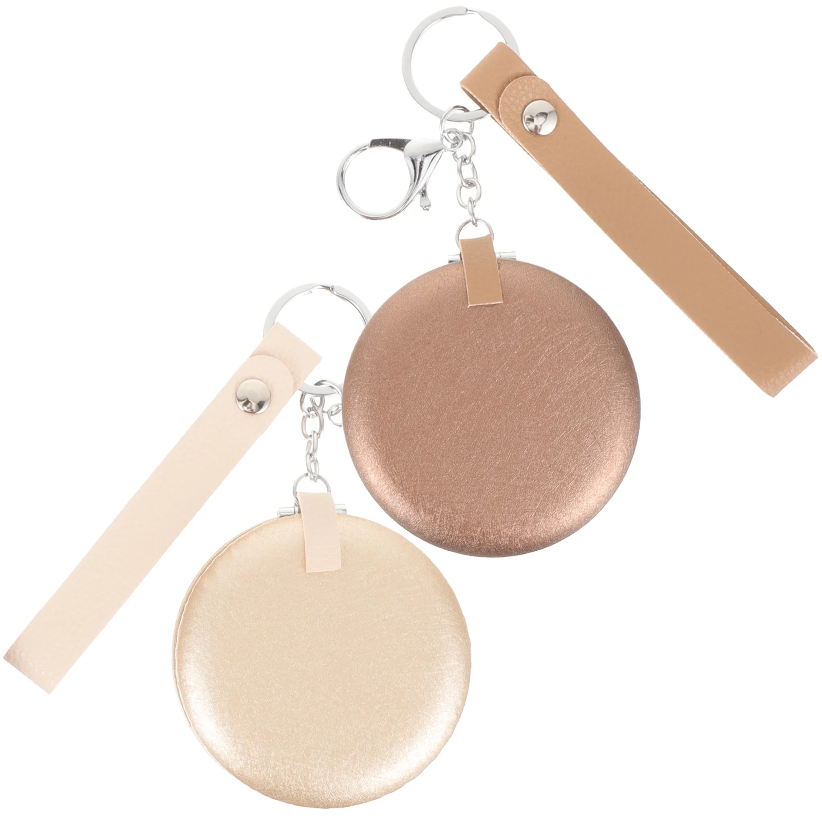 

2pcs Girls Handheld Mirror Keychains Travel Pocket Mirrors Foldable Mirrors Double-side Keychain Mirrors Folding Makeup Mirrors