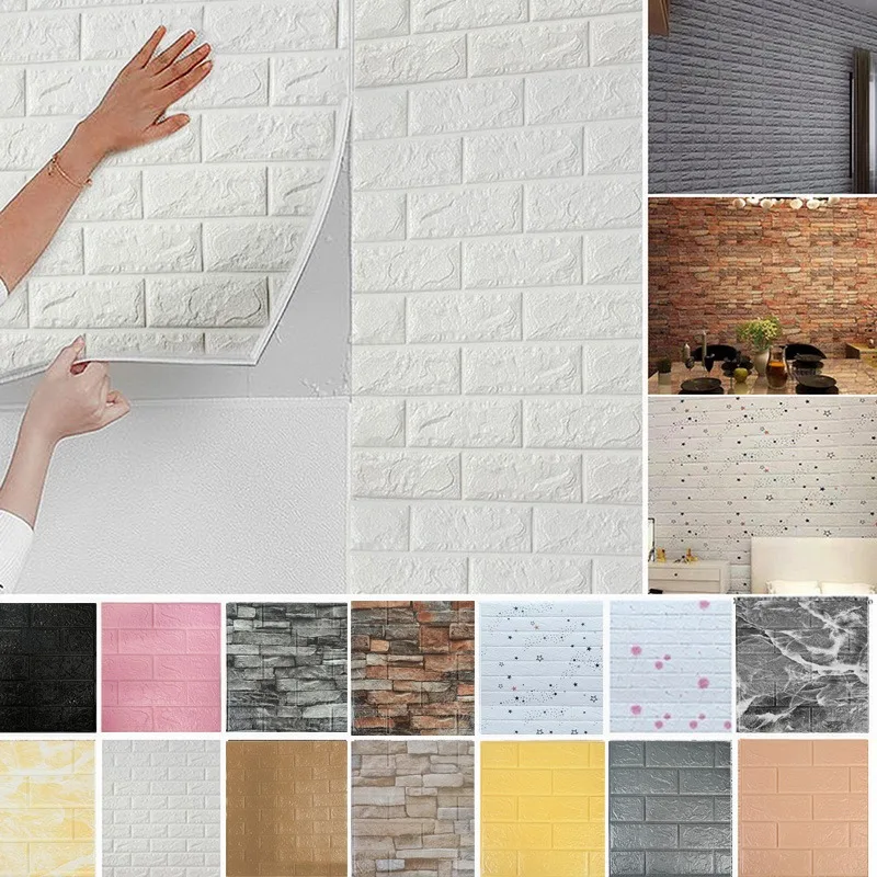 

10 Pcs/Set DIY 3D Wall Stickers Imitation Brick Bedroom Decoration Waterproof Self Adhesive Wallpaper For Living Room Kitchen