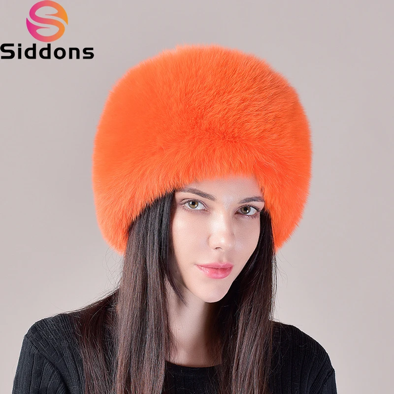 2023 Hot Sale Winter Women Fox Fur Hat Fluffy Soviet Female Outdoor Warm Cap Snow Fur Hats 5 tails Real Fox Fur Cold Bomber Hats