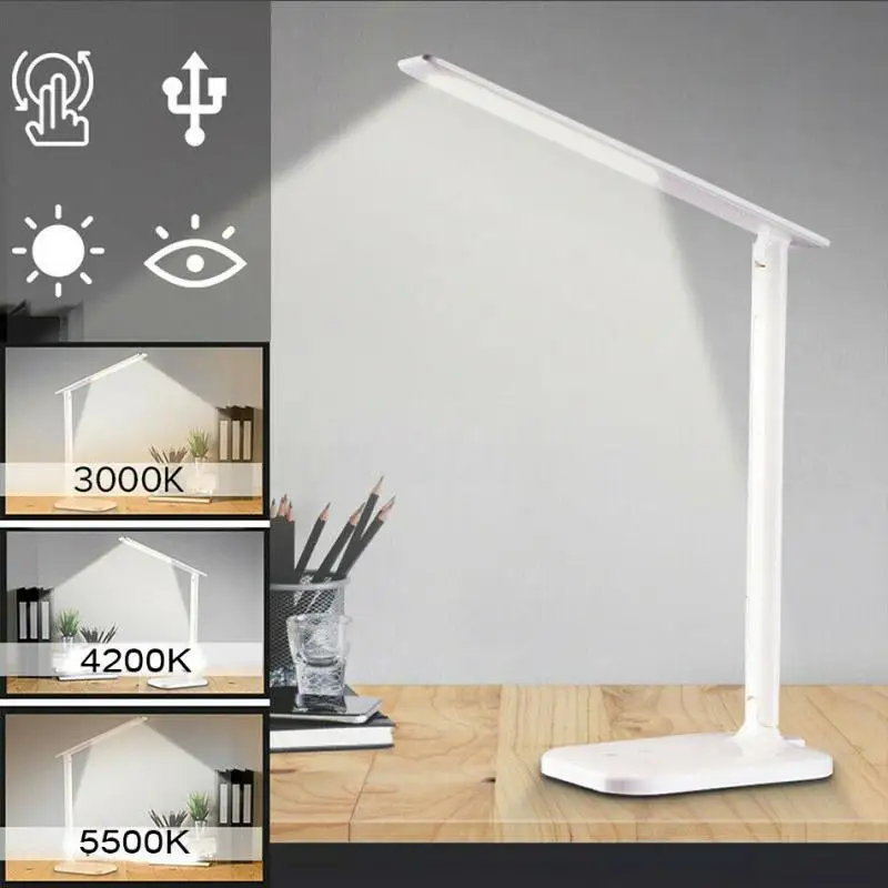 

Led Desk Lamps USB Adjustable Table Lamp 28LED 10W QI Wireless Charging Table Lamp Touch Night Light Bedside Reading