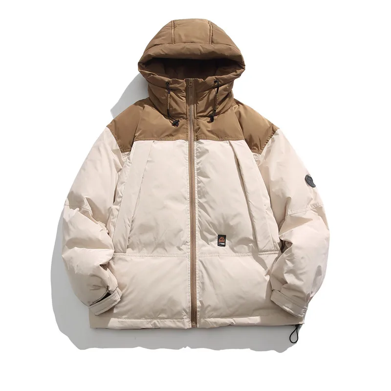 Rainbowtouches New Cityboy Tide Brand Color-blocking Hooded Thickened Warm Tooling Cotton Clothes