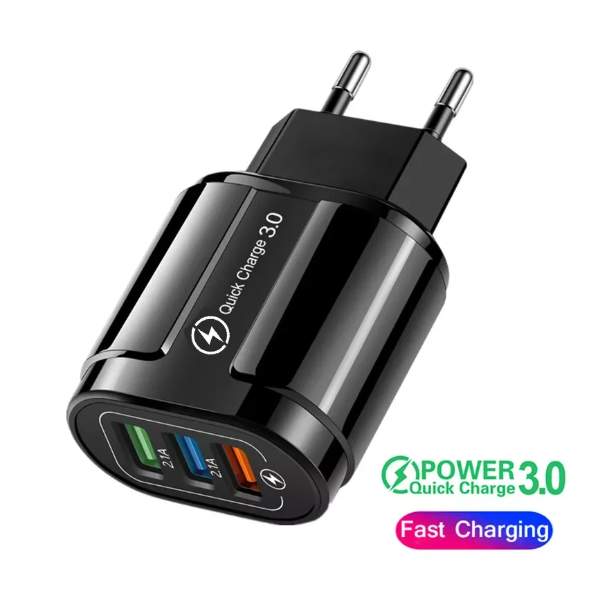 

3A 18W USB Charger Quick Charger 3.0 For Xiaomi Huawei 3 Ports Universal Wall Mobile Phone Adapter Fast Charging Charger 222