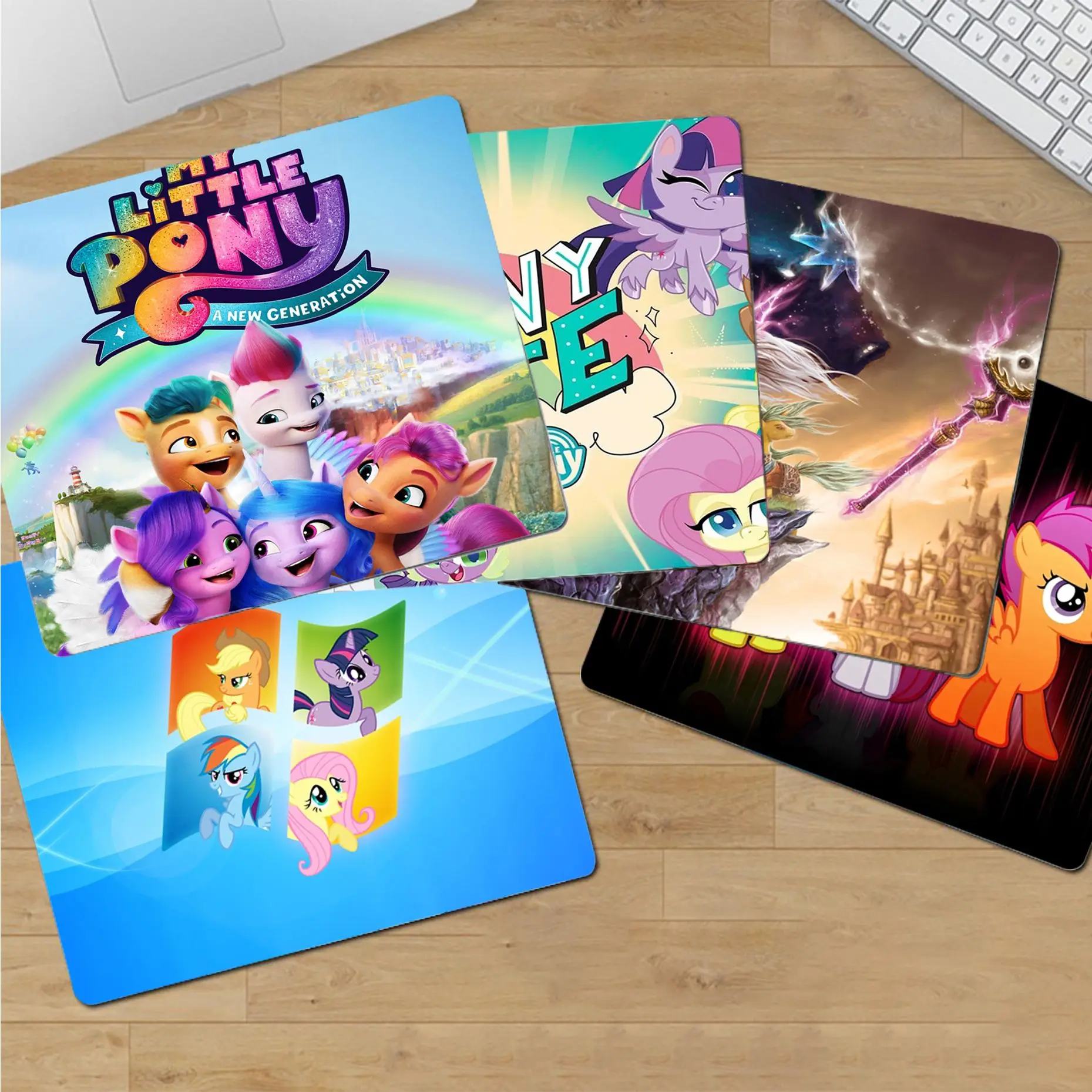 

M-My L-Little Pony-Y Mousepad Small Office Computer Desk Mat Table Keyboard Big Mouse Pad Laptop Cushion Non-slip Deskpad Home