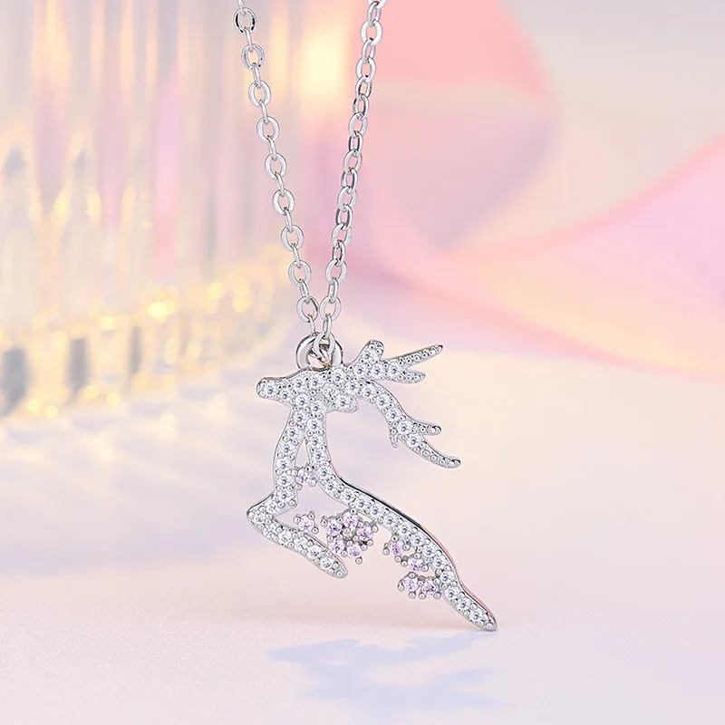 

Женское колье из серебра 925 пробы, с подвеской в виде оленя