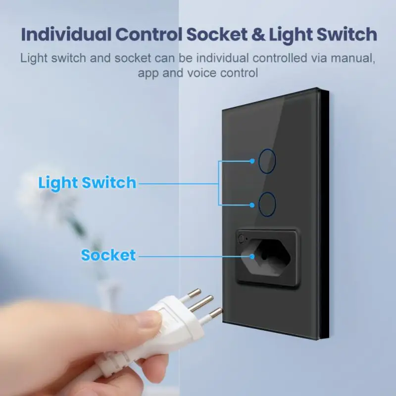 

Brazil Tuya WiFi Smart Switch Wall Timing Touch 20A Light Switch Socket Phone APP Voice Control Smart Home